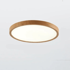Round flush mount LED ceiling light with light wood rim