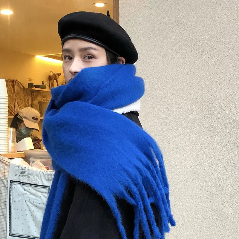 Womens Thick Pashmina Scarf With Fringe Winter Warmth - Nalani - UK Fashion Clothing and Decor