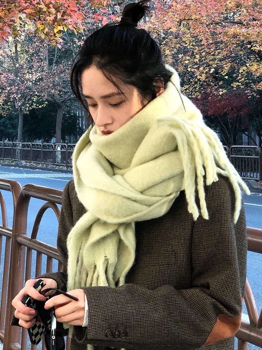 Womens Thick Pashmina Scarf With Fringe Winter Warmth - Nalani - UK Fashion Clothing and Decor
