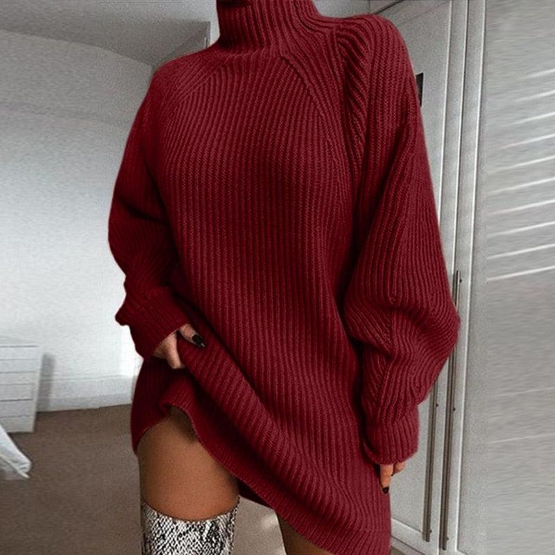 Women's Sweater Oversized Longline Turtleneck Cozy | Winter Fashion