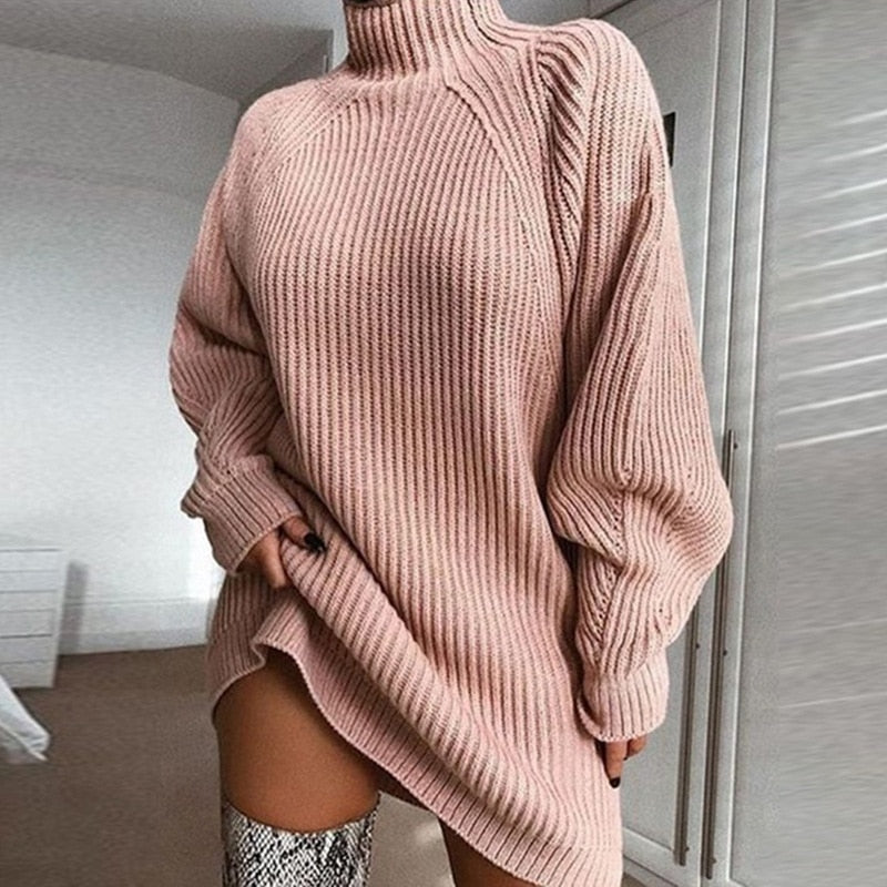 Women's Sweater Oversized Longline Turtleneck Cozy | Winter Fashion