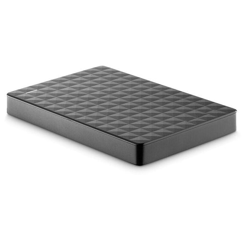 Ultra-thin portable hard drive, dark geometric lid on a compact case