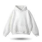 White women’s relaxed-fit hoodie with pullover hood and front pocket