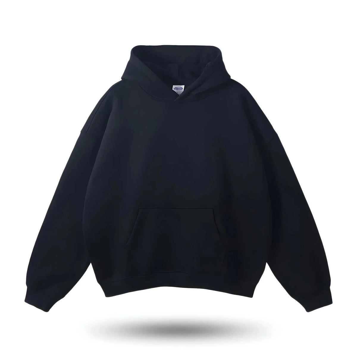 Black women’s relaxed-fit pullover hoodie with hood and front pocket
