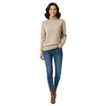 Women’s cashmere turtleneck sweater in beige, long sleeves, slim fit