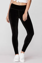 Women's black high-rise full-length leggings with slim leg fit