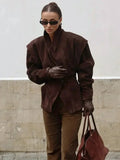 Women’s Faux Suede Blazer - Structured Tailored Suit Jacket