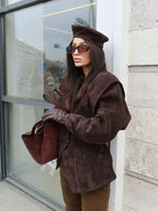 Women’s Faux Suede Blazer - Structured Tailored Suit Jacket