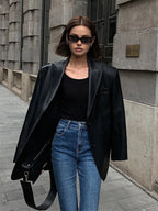 Women’s Oversized Casual Suit Blazer - Loose Fit Structured Jacket