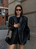 Women’s Oversized Casual Suit Blazer - Loose Fit Structured Jacket