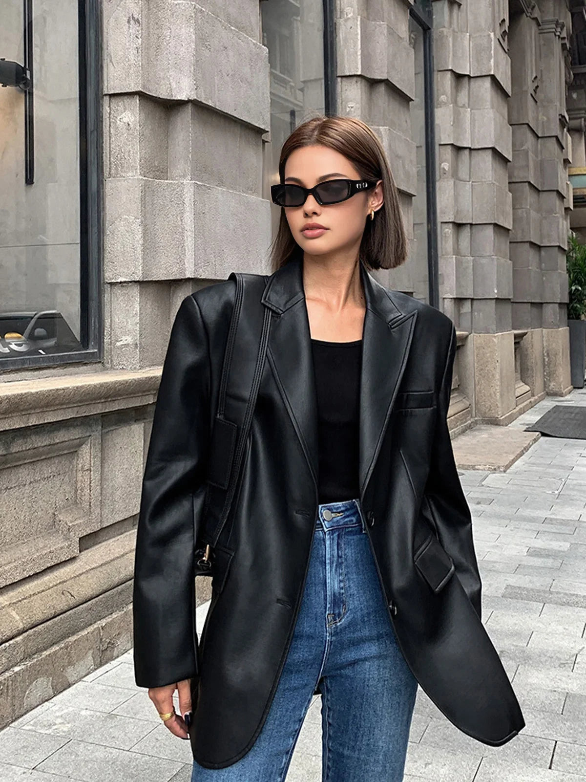 Women’s Oversized Casual Suit Blazer - Loose Fit Structured Jacket