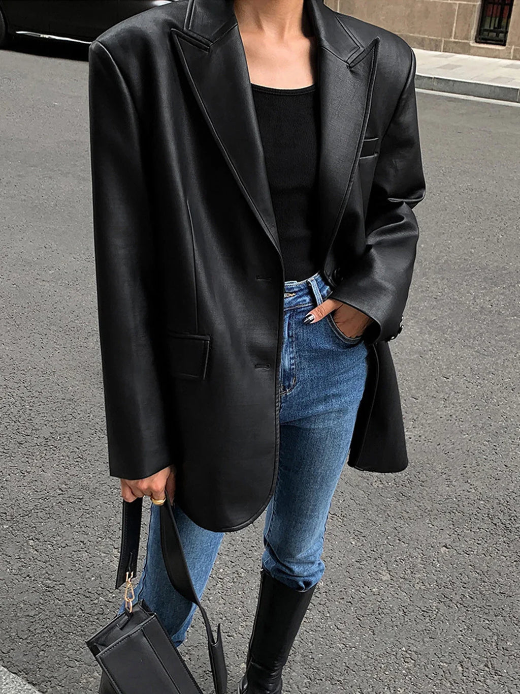 Women’s Oversized Casual Suit Blazer - Loose Fit Structured Jacket