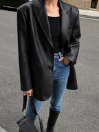 Women’s Oversized Casual Suit Blazer - Loose Fit Structured Jacket