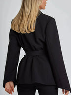 Women’s Tie-Waist Wrap Suit Blazer - Long Sleeve V-Neck Workwear Jacket